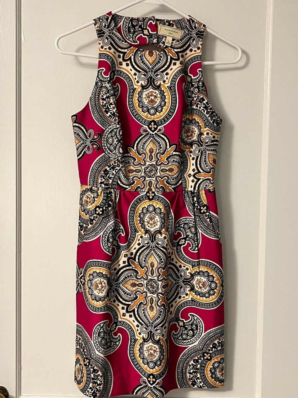 Moulinette Soeurs Anthropologie Geidi mini sheath dress pink paisley size 0